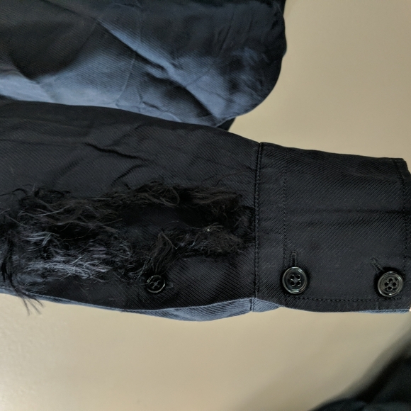 Helmut Lang Dark Blue 100% Silk Top with feathers - Picture 7 of 10